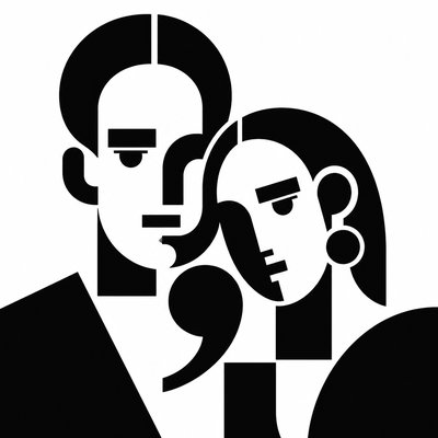 portrait of two people together — Typographic Minimalism Art Style