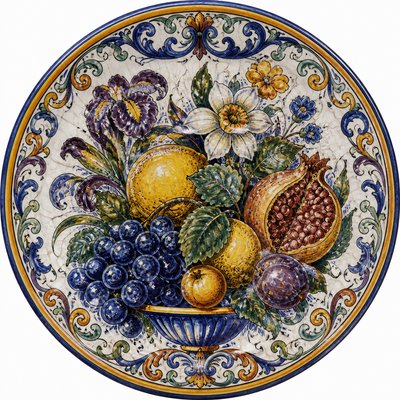 still life arrangement of fruits and flowers