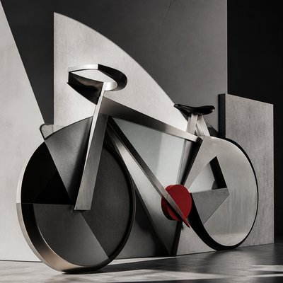 bicyle resting against a wall