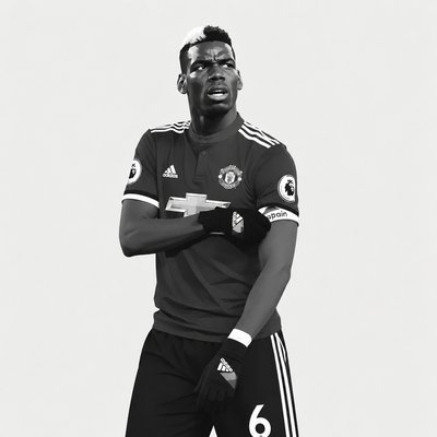 a black and white photo of a soccer player