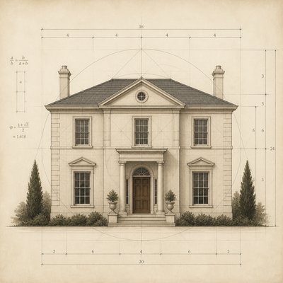 house with front view — Classical Proportion Art Style