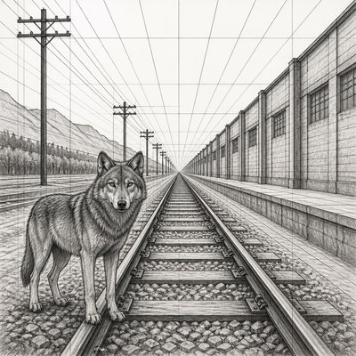 animal standing in natural pose — Linear Perspective Art Style