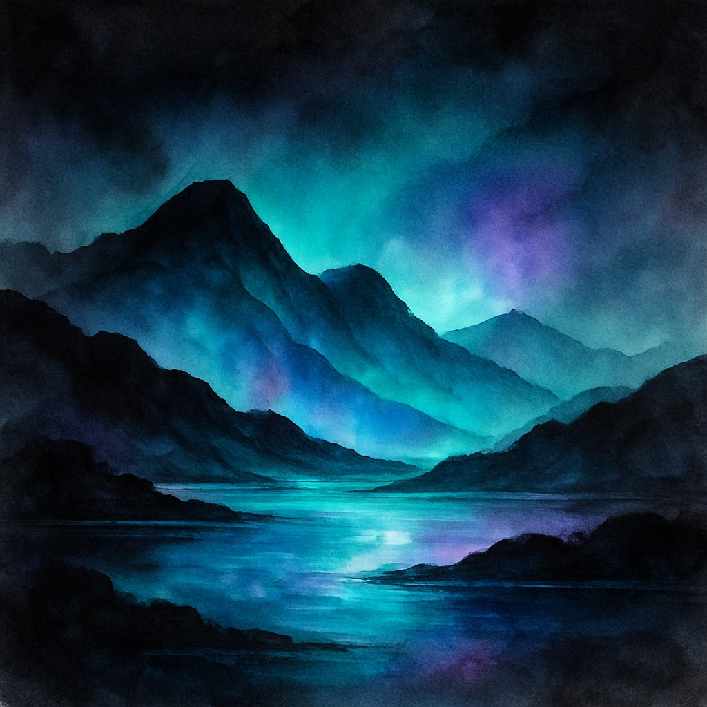 serene landscape with mountains and water