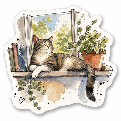a cat lounging in a sunlit window