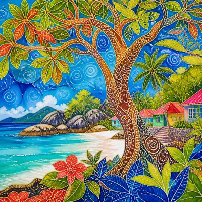 a tree in nature — Seychellois Art Style