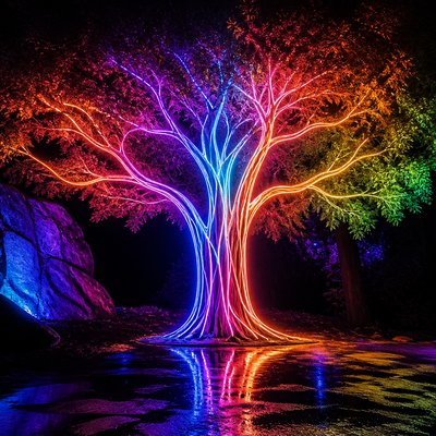 a tree in nature — Light Art Style