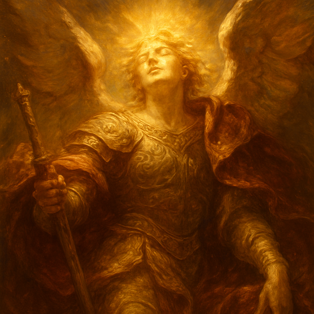 Decorated Angel Warrior, face shining bright like the sun