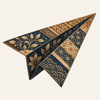 a paper plane, clean minimal composition on a plain background, no text
