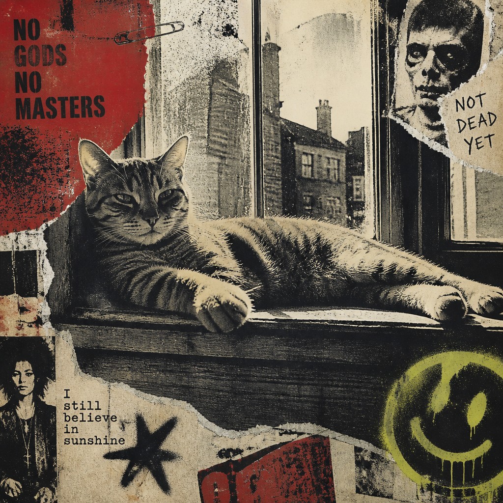 a cat lounging in a sunlit window — Grunge Aesthetic