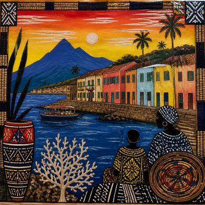 serene landscape with mountains and water
