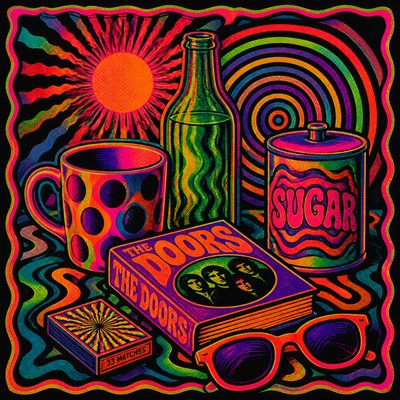 still life with everyday objects — Psychedelic Poster Design