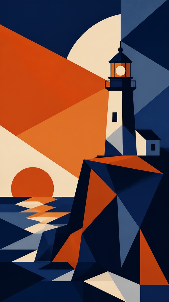 a lone lighthouse on a cliff at dusk under a dramatic sky, no text or lettering