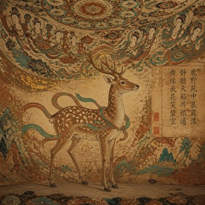 animal standing in natural pose — Dunhuang Art Style