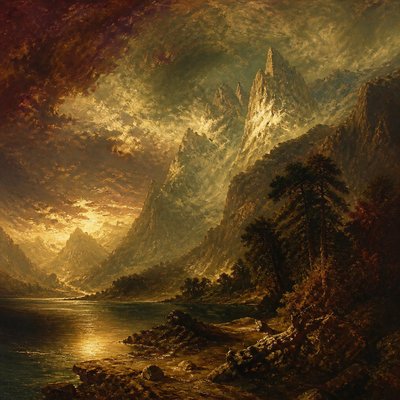 serene landscape with mountains and water