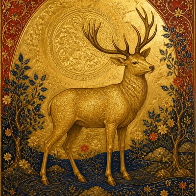 animal standing in natural pose — Gold Leaf Gilding Art Style