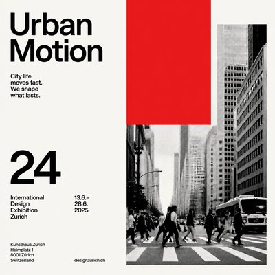 urban street with city activity — Swiss Style Poster Design