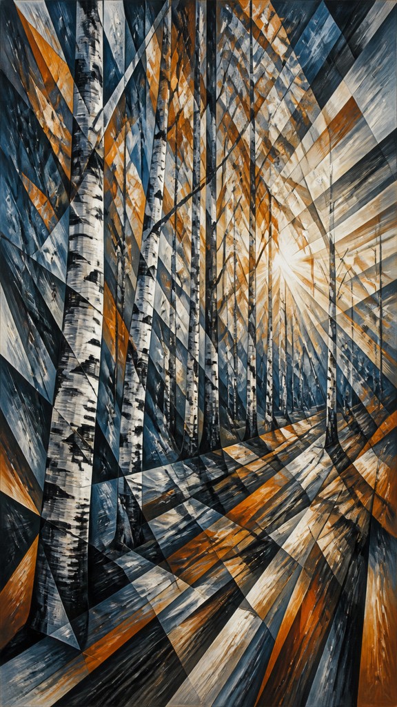 a serene birch forest in soft morning light, no people, no text