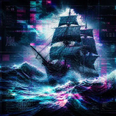 sailing ship on a stormy sea