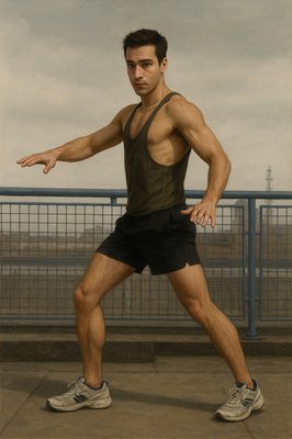 a painting of a man with no shirt on