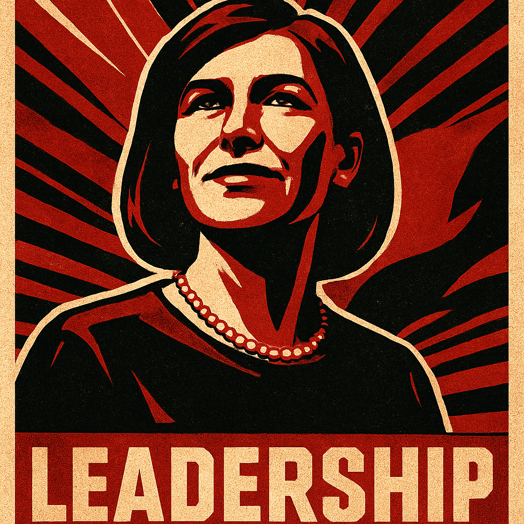 a poster of a woman with a pearl necklace