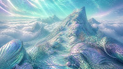 a wide alpine ridge above a sea of clouds, no people