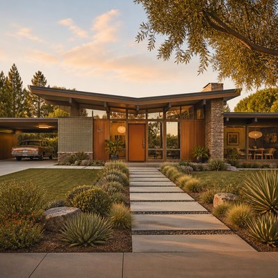house with front view — Mid-Century Modern Architecture