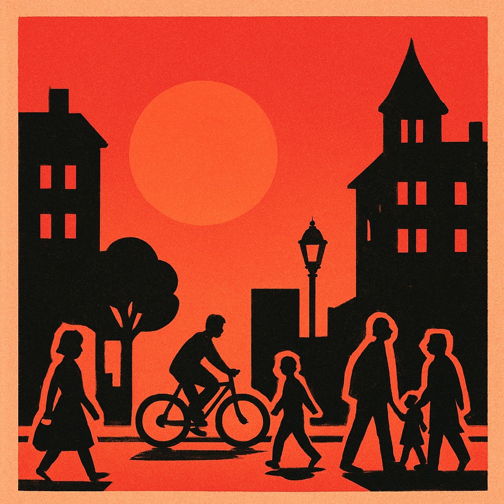 urban street with city activity