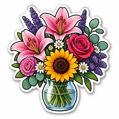 bouquet of flowers in a glass vase