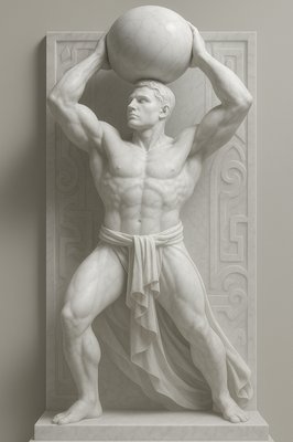 a statue of a man holding a basketball