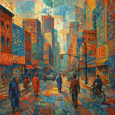 urban street with city activity