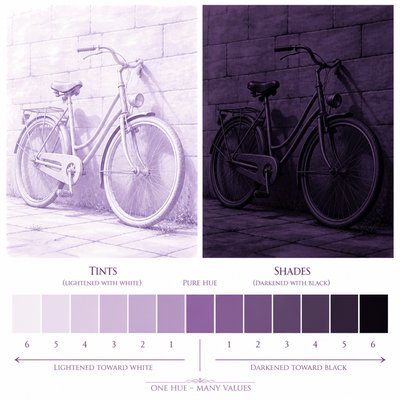 bicyle resting against a wall — Tint and Shade Art Style