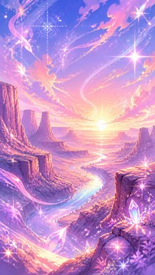 a desert canyon under a dramatic sunset sky, no people