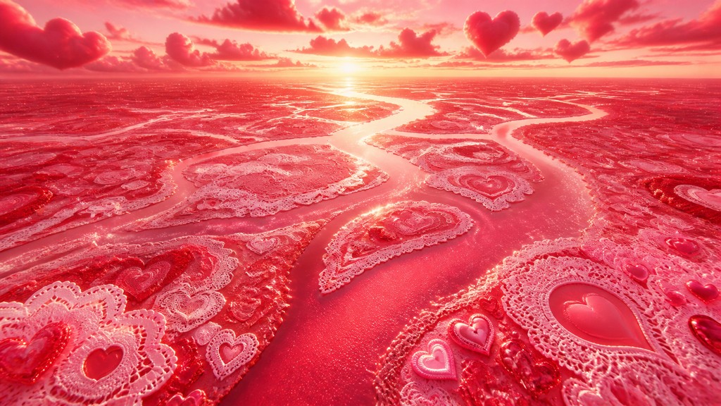 a wide river delta seen from above at sunset, no people