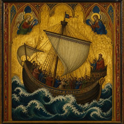 sailing ship on a stormy sea