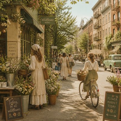 urban street with city activity
