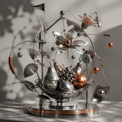 still life arrangement of fruits and flowers