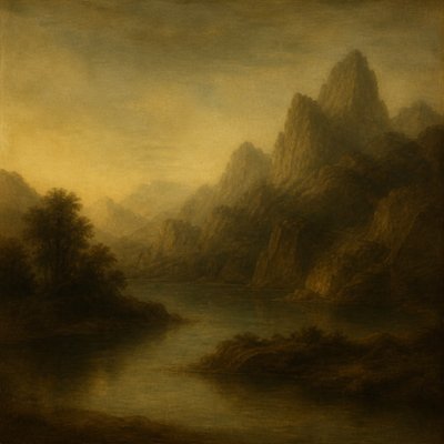 serene landscape with mountains and water