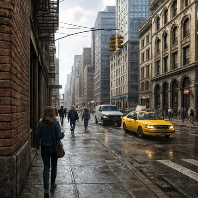 urban street with city activity