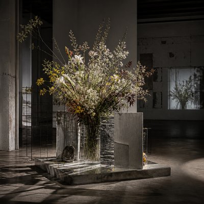bouquet of flowers in a glass vase