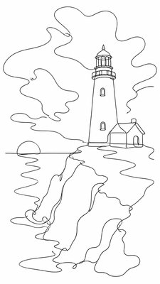 a lone lighthouse on a cliff at dusk under a dramatic sky, no text or lettering