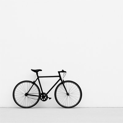 bicyle resting against a wall