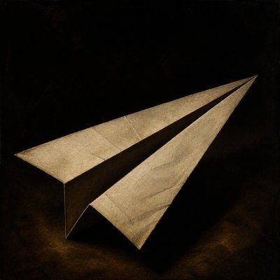 a paper plane, clean minimal composition on a plain background, no text