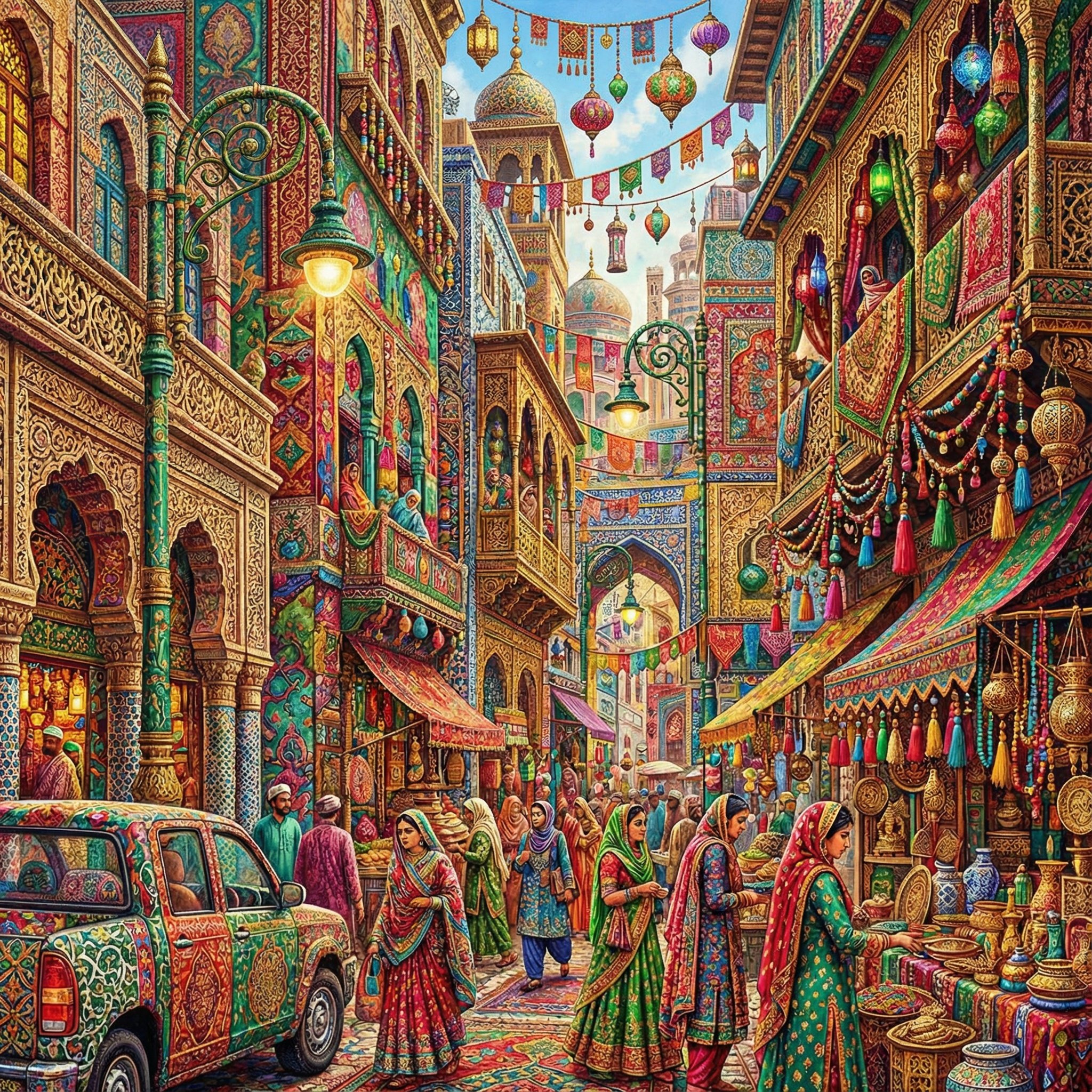 urban city street with lots of activity