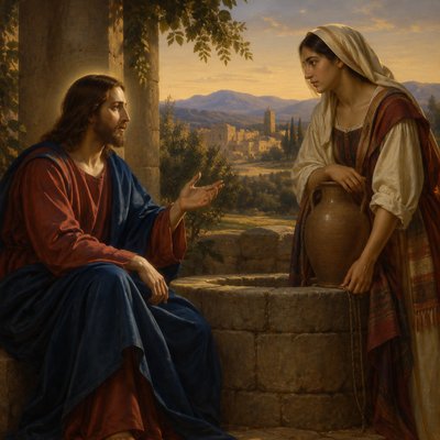 Jesus and the Samaritan woman at the well
