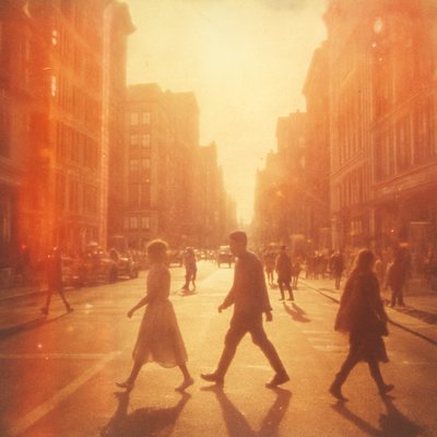 urban street with city activity