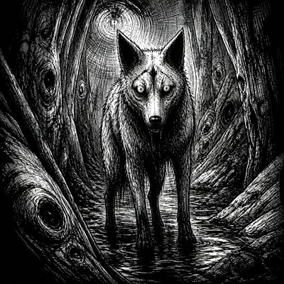 animal standing in natural pose — Horror Manga Art Style