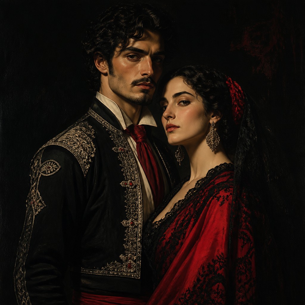 portrait of two people together — Spanish Art Style