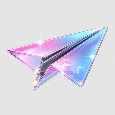 a paper plane, clean minimal composition on a plain background, no text