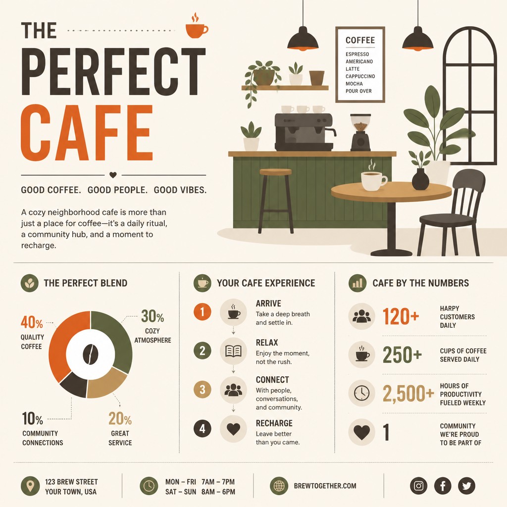cozy cafe interior with warm lighting