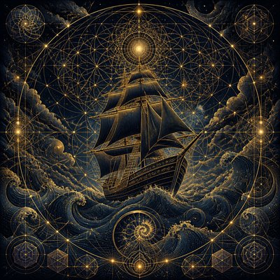 sailing ship on a stormy sea